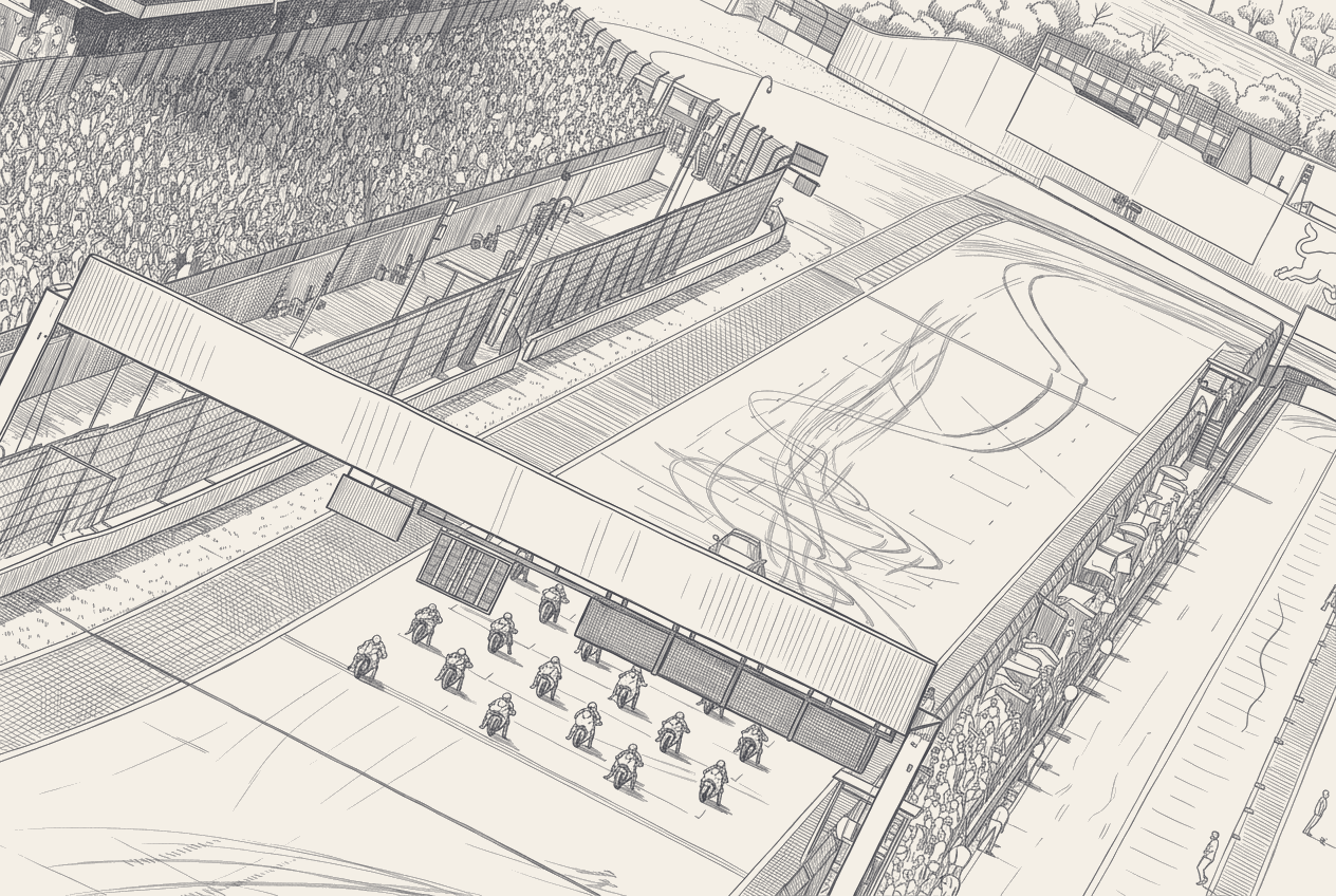 Two-tone hatched technical illustration: a long banquet table seen from above with three empty place settings highlighted in a contrasting tint, and an inset diagram annotating the MSMA fixed-allocation model versus a revenue-share model with co-determination rights.